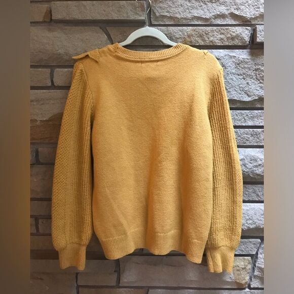 Design History Ruffle cable knit sweater mustard yellow gold size xl - Picture 3 of 9